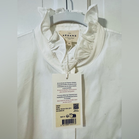 Sezane Erine Shirt Ecru - Size 6 - Picture 5 of 6